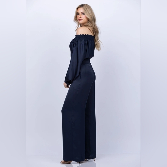 Ramy Brook New York Midnight Blue Off-Shoulder Teagan Jumpsuit - Picture 5 of 14